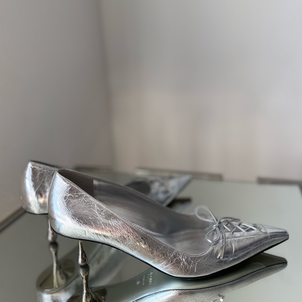 Jimmy Choo Scarlett Metallic Corset Kitten Pumps $1,075 41 - Picture 7 of 14